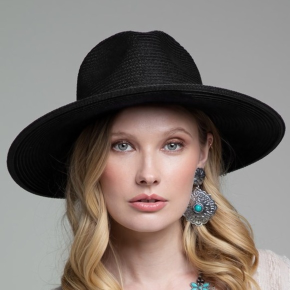 Boho Leopard Natural Trim Straw Panama Hat - Picture 11 of 13